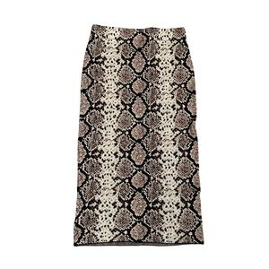 JOA Snakeskin Knit Midi Skirt size Small Tan Brown Black Y2K Pencil Mob Chic